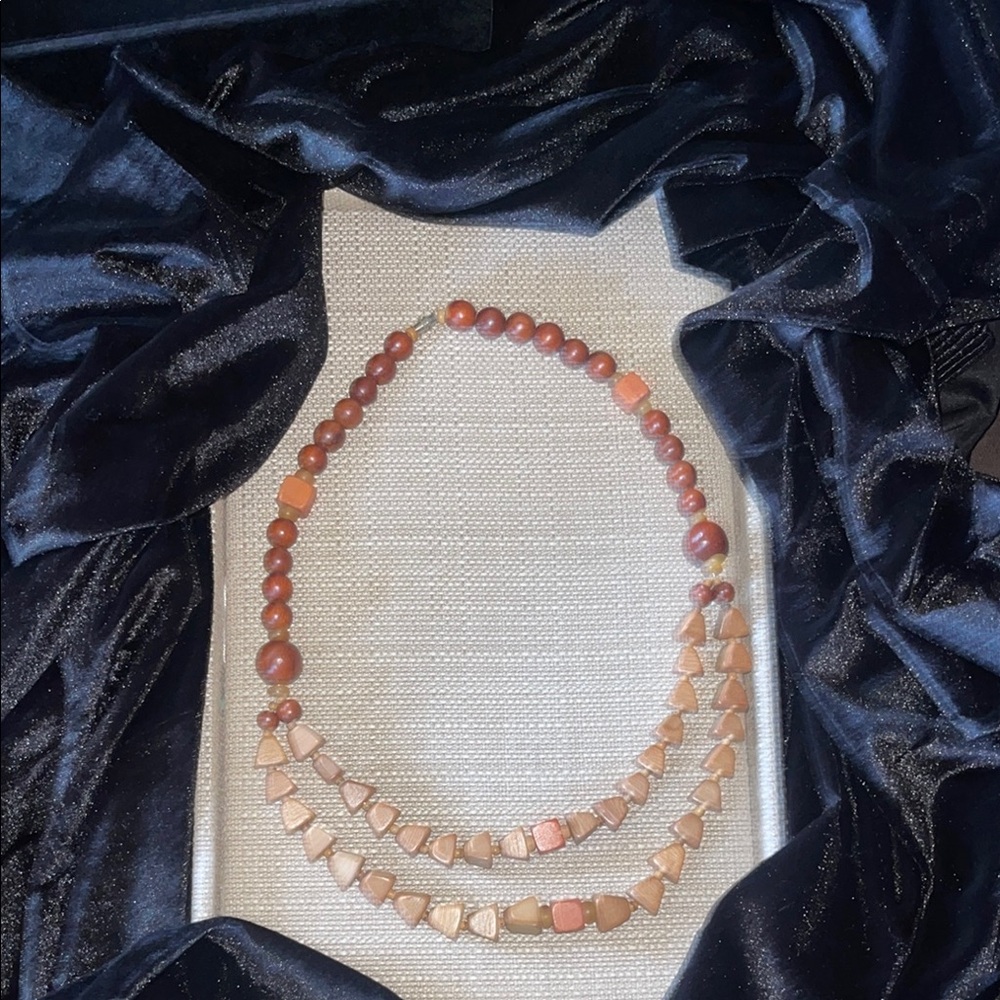 Elegant Multi-Tone Wood Beaded Necklace
